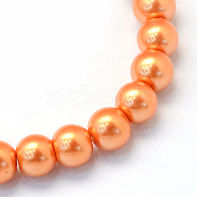 Baking Paint Pearlized Glass Pearl Round Bead Strands X-HY-Q003-10mm-36-1