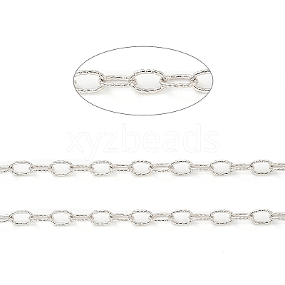 Anti-Tarnish Rhodium Plated 925 Sterling Silver Cable Chains STER-F052-14P-1