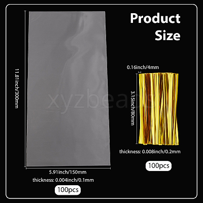 100Pcs OPP Plastic Bags OPP-SP0001-04B-1