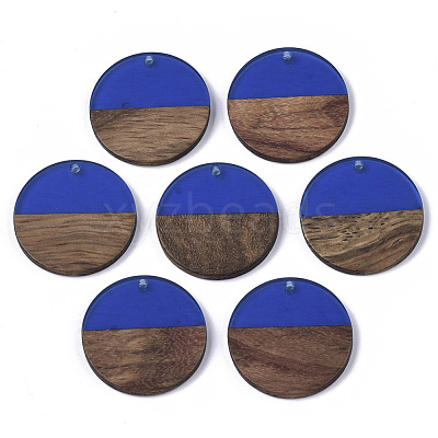 Transparent Resin & Walnut Wood Pendants RESI-S358-02B-H60-1