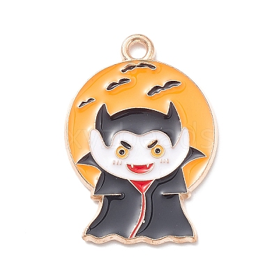 Halloween Alloy Enamel Pendants ENAM-P248-01G-B-1