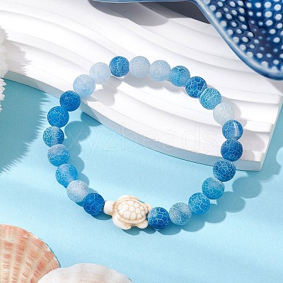 Dyed Natural Weathered Agate Round Beads Stretch Bracelets BJEW-JB11078-04-1