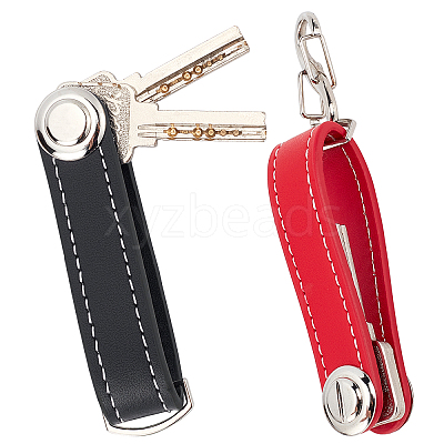 2 Sets 2 Colors PU Leather Keychain KEYC-GF0001-06B-1