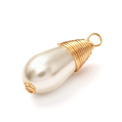 Glass Pearl Pendants PALLOY-JF00898-1