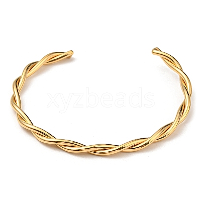 Ion Plating(IP) 304 Stainless Steel Twisted Rope Cuff Bangles BJEW-P296-01G-1