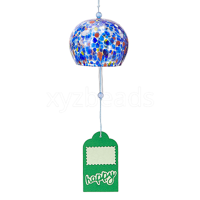 Japanese Glass Polka Dot Half Round Wind Chimes HJEW-WH0069-22A-1