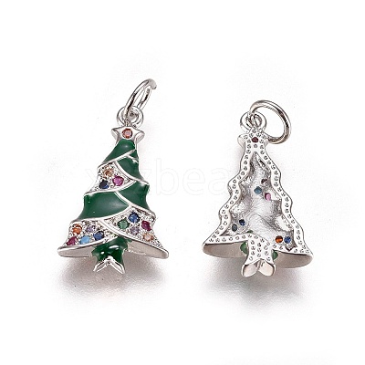 Brass Cubic Zirconia Pendants ZIRC-I028-02P-1