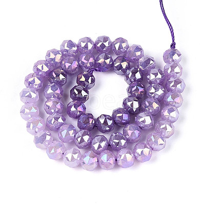 Anti-Tarnish Electroplate Glass Beads Strands X-GLAA-N064-8mm-08-1