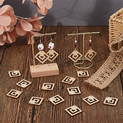 60Pcs Wood Pendants WOOD-FH0002-30A-1