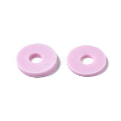 Flat Round Handmade Polymer Clay Beads CLAY-R067-10mm-26-1