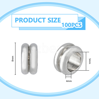 201 Stainless Steel Grooved European Beads STAS-DC0015-64-1