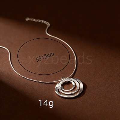 Alloy Triple Ring Pendant Necklaces for Women Men WG3F07B-01-1