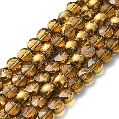 Half Plated Electroplate Transparent Glass Beads Strands EGLA-E060-02A-HP06-1