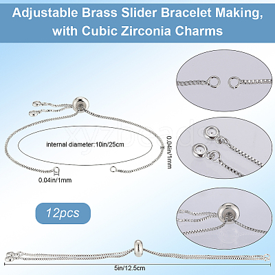 12Pcs Rack Plating Adjustable Brass Slider Bracelet Making KK-SP0001-80P-1