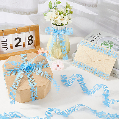 20 Yards Polyester Musical Note Lace Trim Ribbon OCOR-GF0004-44E-1