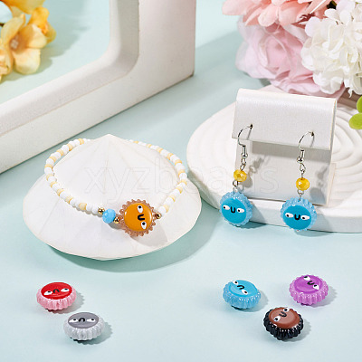 5Pcs Fuuny Painted Glass Beads Enamel Beads LAMP-TA0001-86-1