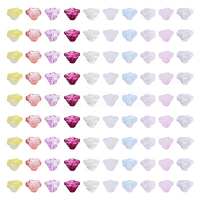 150Pcs 10 Colors Baking Paint Transparent Glass Beads GLAA-TA0004-37-1