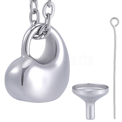 1Pc 304 Stainless Steel Heart Pendant Urn Ashes Necklaces NJEW-CN0001-20P-1