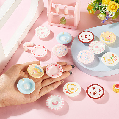 16Pcs 8 Colors Resin Dollhouse Dish AJEW-TA0003-40-1