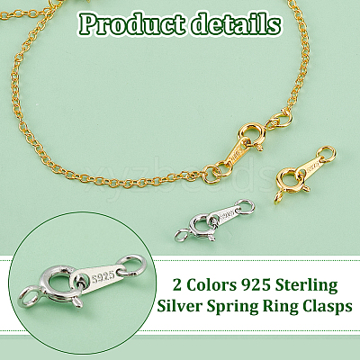 4Pcs 2 Colors 925 Sterling Silver Spring Ring Clasps STER-PH0001-98-1