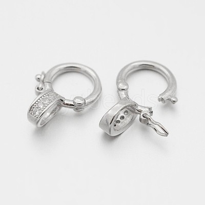 Rhodium Plated 925 Sterling Silver Micro Pave Cubic Zirconia Twister Clasps STER-M082-01B-1