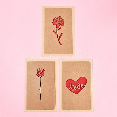3 Sets Kraft Paper Greeting Cards AJEW-FS0001-27A-1