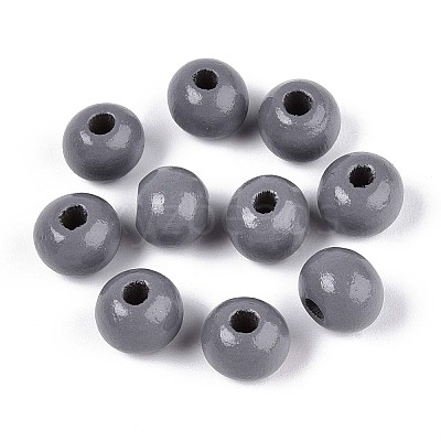Spray Painted Round Natural Schima Wood Beads WOOD-A018-8mm-11-1