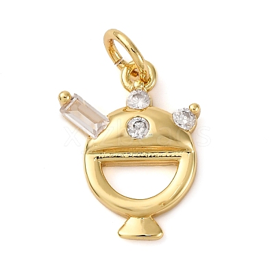 Brass Micro Pave Cubic Zirconia Dessert Charms KK-P308-63G-1