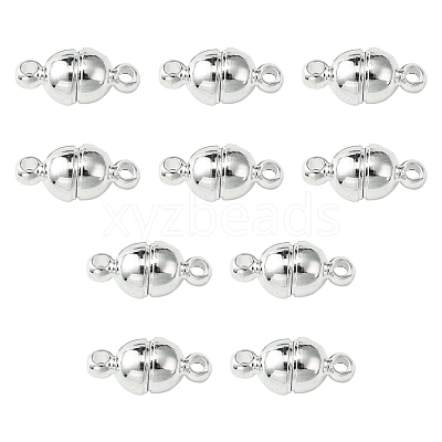 10Pcs Round Brass Magnetic Clasps with Loops KK-FS0001-34S-1