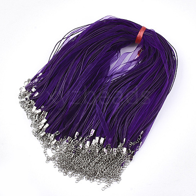 Waxed Cord and Organza Ribbon Necklace Making NCOR-T002-193-1