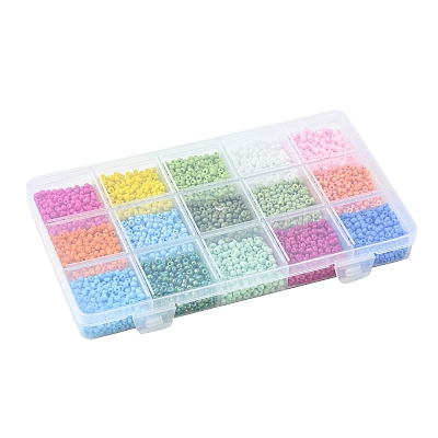 180G 15 Colors Baking Paint K9 Glass Seed Beads SEED-FS0001-09-1