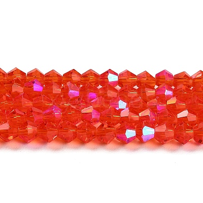Transparent Electroplate Glass Beads Strands GLAA-F029-4mm-D14-1