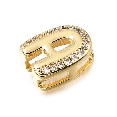 Brass Micro Pave Clear Cubic Zirconia Initial Spacer Bars KK-E802-34G-A-1