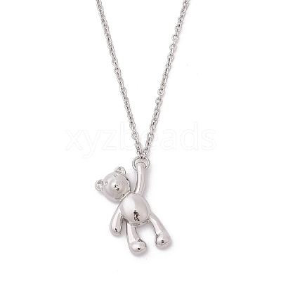 3Pcs 3 Styles 304 Stainless Steel Bear Dog Pendant Necklaces for Women Men NJEW-JN05414-1