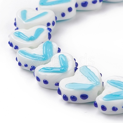 Heart Handmade Lampwork Beads Strands LAMP-G150-01K-1