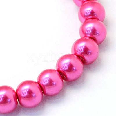 Baking Paint Pearlized Glass Pearl Round Bead Strands LS-HY-Q330-8mm-10-1