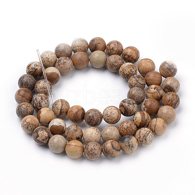 Natural Picture Jasper Beads Strands G-S259-27-8mm-1