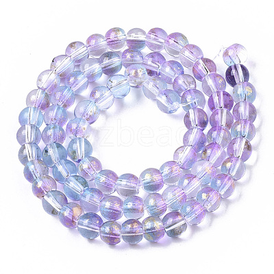 Transparent Spray Painted Glass Bead Strands X-GLAA-N035-03B-B05-1