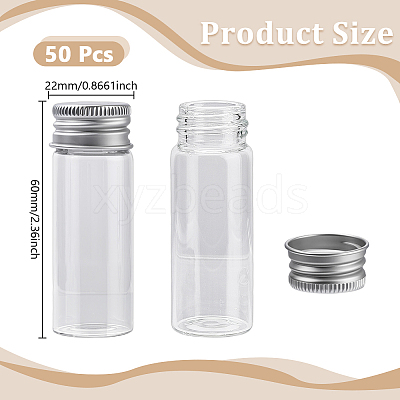 50Pcs Glass Bottles Bead Containers CON-DR0001-06C-1