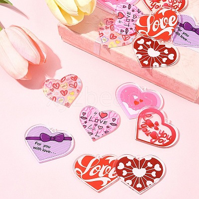 14Pcs 7 Styles Valentine's Day Transparent Acrylic Pendants OACR-FS0001-98-1