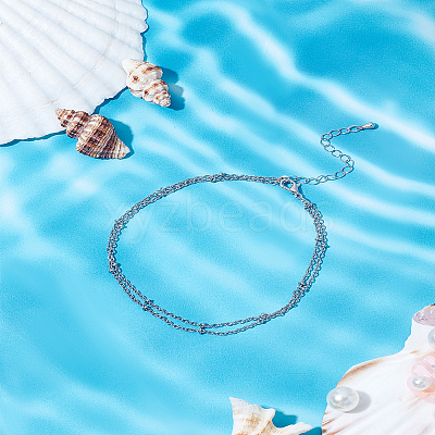 1Pc Bohemia Style Stainless Steel Satellite Chains Anklets AJEW-LP0007-16P-1