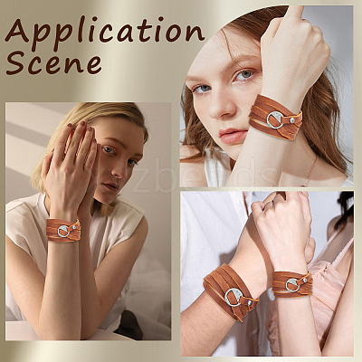 2Pcs Cowhide Cord Wrap Bracelets for Men Women BJEW-GF0001-38-1