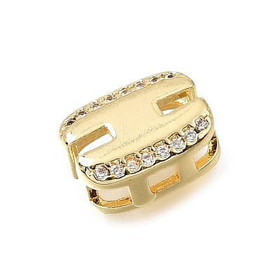Brass Micro Pave Clear Cubic Zirconia Initial Spacer Bars KK-E802-34G-H-1