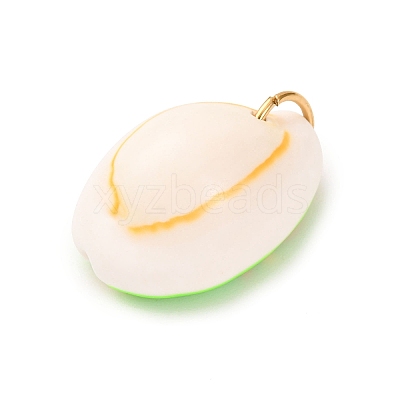 Printed Natural Cowrie Shell Pendants STAS-Z168-03G-03-1