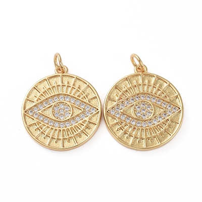 Brass Micro Pave Clear Cubic Zirconia Pendants ZIRC-L076-021G-1