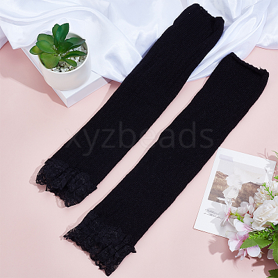 1 Pair Acrylic Fibers Long Mesh Lace Gloves AJEW-CN0006-67B-1