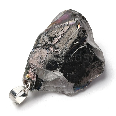 Rough Raw Electroplate Natural Crystal Quartz Pendants G-S282-15D-1