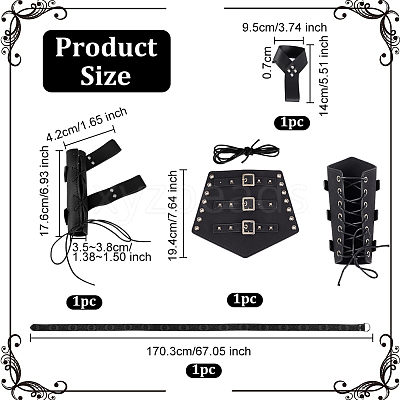 PU Leather Cord Bracelet & Chain Belt AJEW-OC0004-77B-1