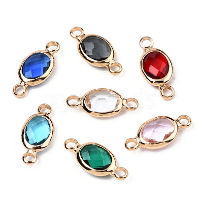 70Pcs 7 Colors K9 Glass Connector Charms GLAA-N038-24-1