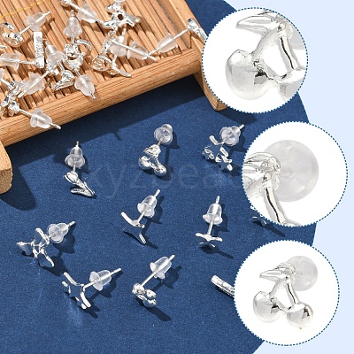 2 Pairs Alloy Stud Earrings for Women EJEW-FS0001-27J-1